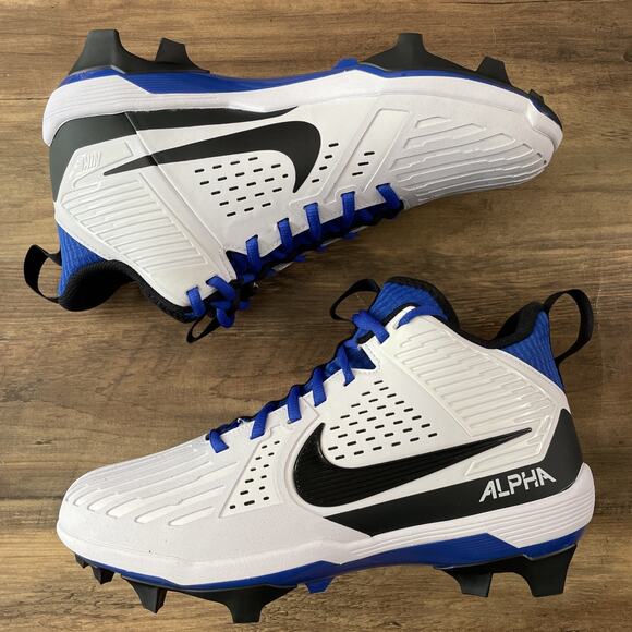 Nike Men’s 11.5 Alpha Menace Strong Football Cleats White/Hyper Royal II5139-101 - Picture 2 of 8